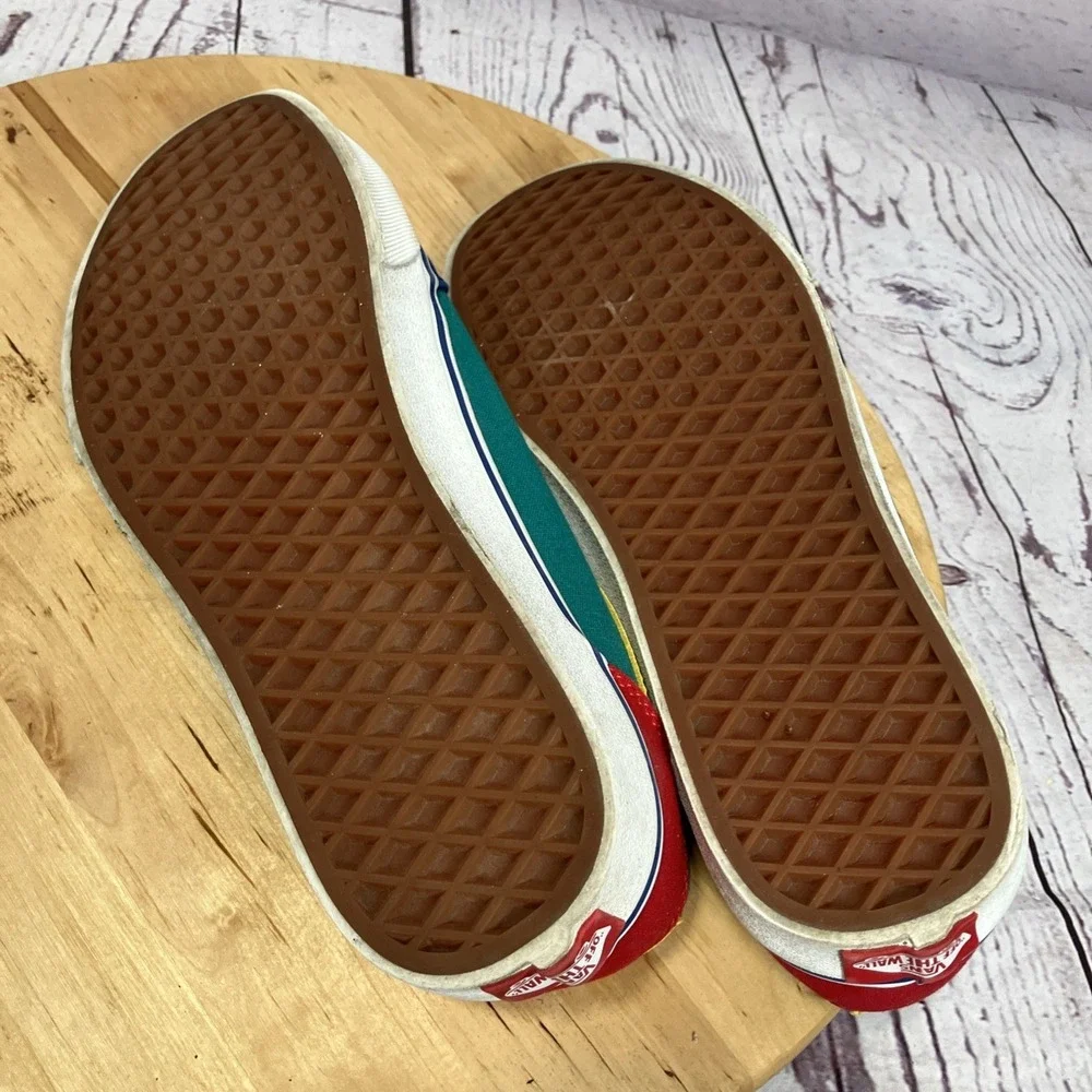 Vans Old Skool Multicolor Skate Shoes Blue Green Yellow Women‎ Size 8.5